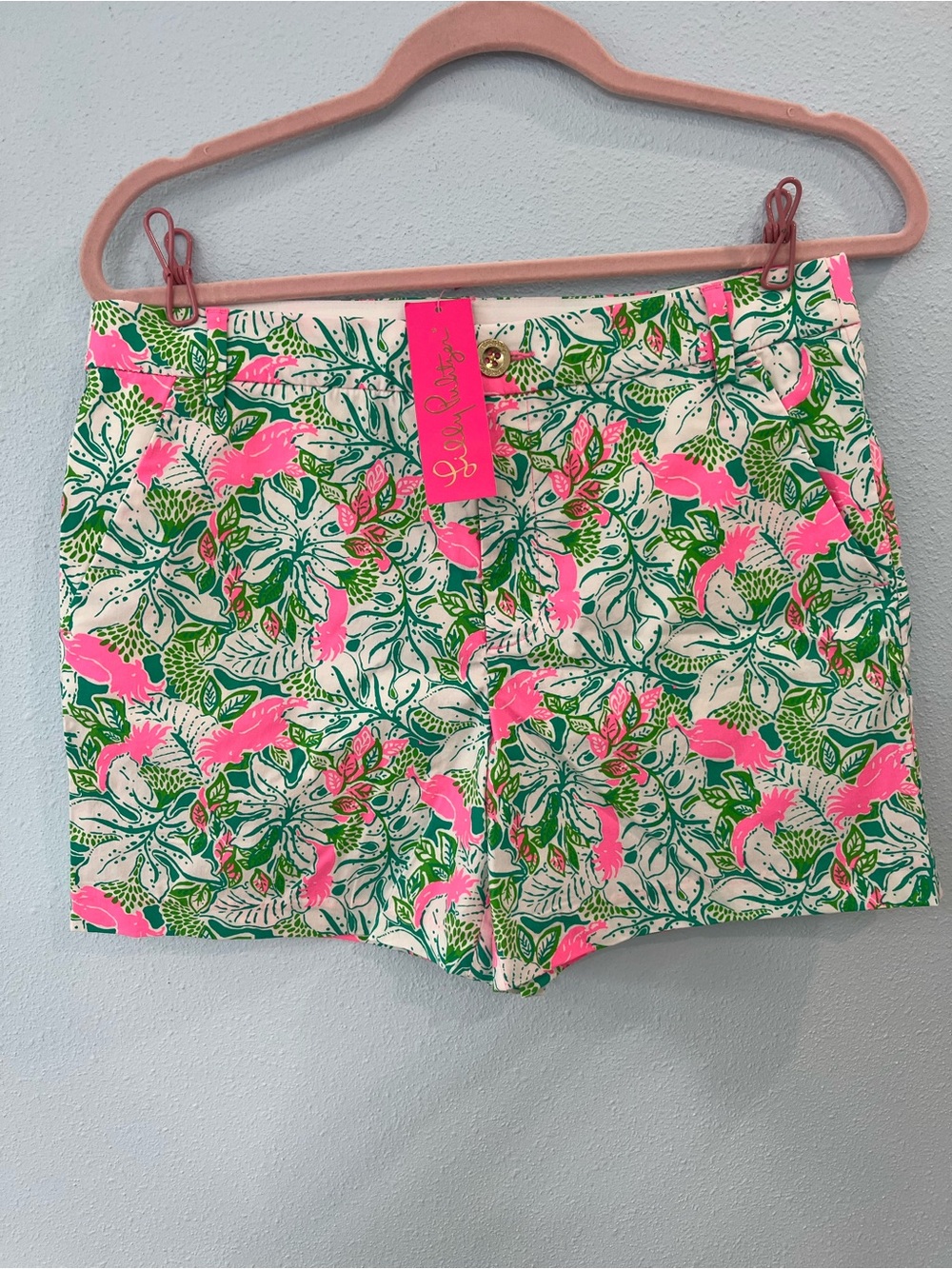 Lilly Pulitzer Pink & Green Tropical Print Shorts
